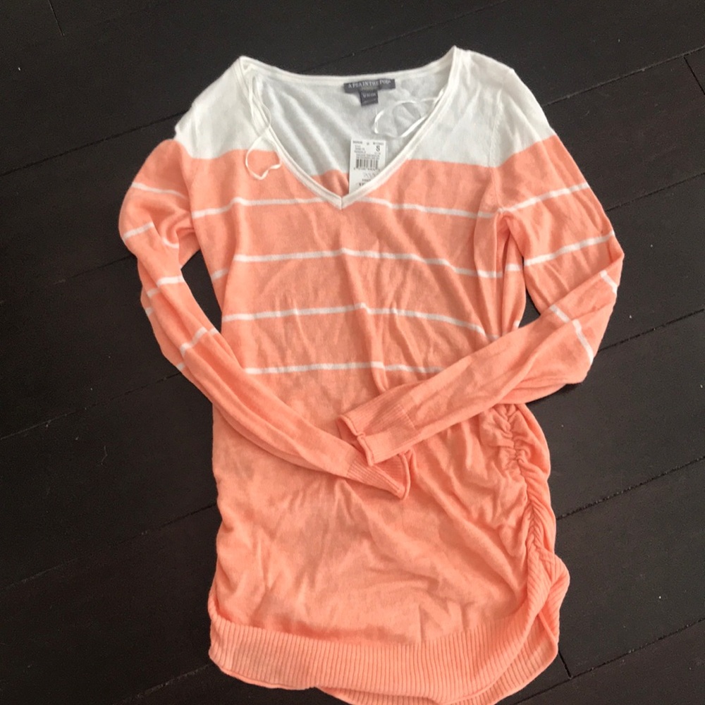 Maternity sweater peach white striped
